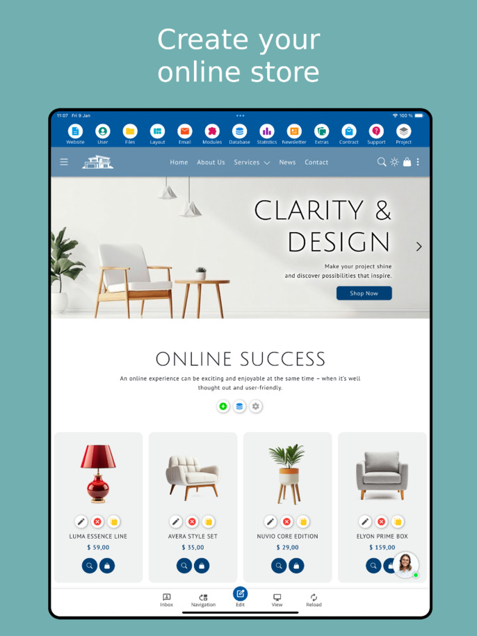 Create an online shop – Tablet screenshot