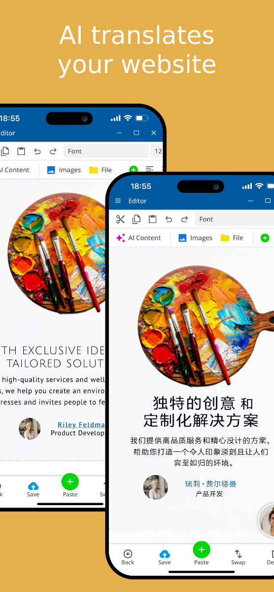 AI automatically translates your website – mobile view