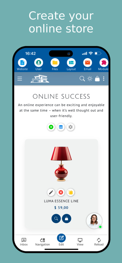 Create an online shop in the Website Builder App – Smartphone screenshot