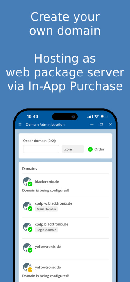 Create and manage your own domain – App screenshot
